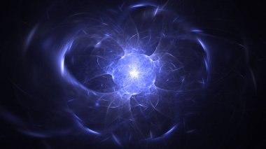 Soyut mavi fraktal ışık arkaplanı 3 boyutlu oluşturuluyor