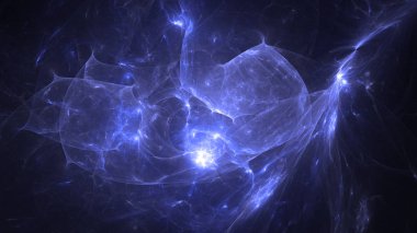 Soyut mavi fraktal ışık arkaplanı 3 boyutlu oluşturuluyor