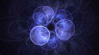 Soyut mavi fraktal ışık arkaplanı 3 boyutlu oluşturuluyor