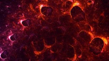 Soyut kırmızı fraktal ışık arkaplanı 3 boyutlu oluşturuluyor
