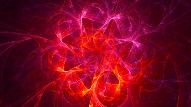 Soyut kırmızı fraktal ışık arkaplanı 3 boyutlu oluşturuluyor
