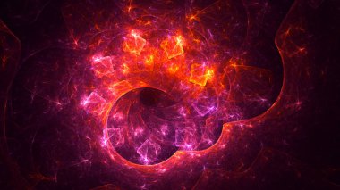 Soyut kırmızı fraktal ışık arkaplanı 3 boyutlu oluşturuluyor