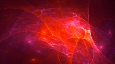 Soyut kırmızı fraktal ışık arkaplanı 3 boyutlu oluşturuluyor