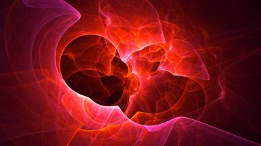 Soyut kırmızı fraktal ışık arkaplanı 3 boyutlu oluşturuluyor