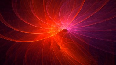 Soyut kırmızı fraktal ışık arkaplanı 3 boyutlu oluşturuluyor