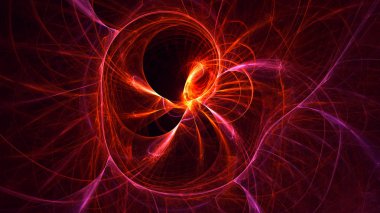 Soyut kırmızı fraktal ışık arkaplanı 3 boyutlu oluşturuluyor