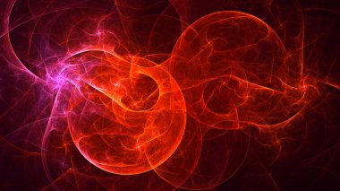 Soyut kırmızı fraktal ışık arkaplanı 3 boyutlu oluşturuluyor