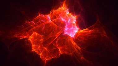 Soyut kırmızı fraktal ışık arkaplanı 3 boyutlu oluşturuluyor