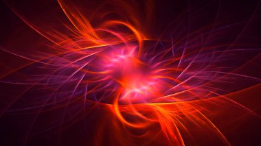 Soyut kırmızı fraktal ışık arkaplanı 3 boyutlu oluşturuluyor