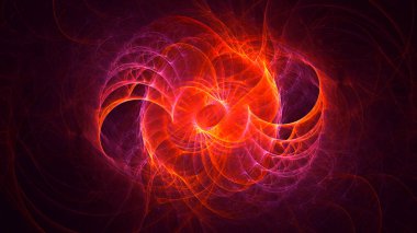 Soyut kırmızı fraktal ışık arkaplanı 3 boyutlu oluşturuluyor