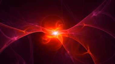 Soyut kırmızı fraktal ışık arkaplanı 3 boyutlu oluşturuluyor