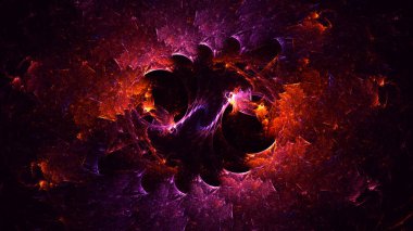 Soyut kırmızı fraktal ışık arkaplanı 3 boyutlu oluşturuluyor