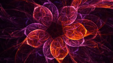 Soyut kırmızı fraktal ışık arkaplanı 3 boyutlu oluşturuluyor