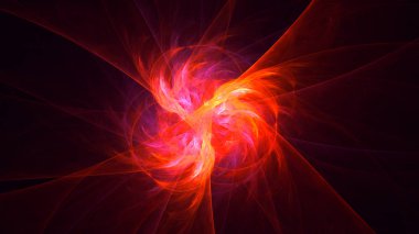 Soyut kırmızı fraktal ışık arkaplanı 3 boyutlu oluşturuluyor