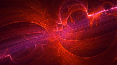 Soyut kırmızı fraktal ışık arkaplanı 3 boyutlu oluşturuluyor