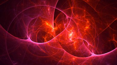 Soyut kırmızı fraktal ışık arkaplanı 3 boyutlu oluşturuluyor