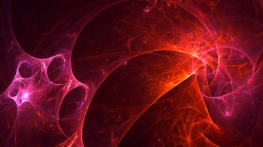 Soyut kırmızı fraktal ışık arkaplanı 3 boyutlu oluşturuluyor