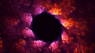 Soyut kırmızı fraktal ışık arkaplanı 3 boyutlu oluşturuluyor