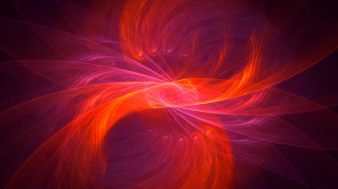 Soyut kırmızı fraktal ışık arkaplanı 3 boyutlu oluşturuluyor