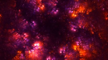 Soyut kırmızı fraktal ışık arkaplanı 3 boyutlu oluşturuluyor