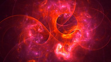 Soyut kırmızı fraktal ışık arkaplanı 3 boyutlu oluşturuluyor