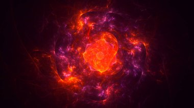 Soyut kırmızı fraktal ışık arkaplanı 3 boyutlu oluşturuluyor