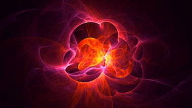 Soyut kırmızı fraktal ışık arkaplanı 3 boyutlu oluşturuluyor