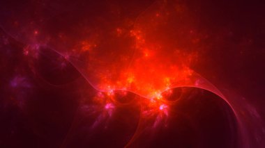 Soyut kırmızı fraktal ışık arkaplanı 3 boyutlu oluşturuluyor