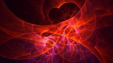 Soyut kırmızı fraktal ışık arkaplanı 3 boyutlu oluşturuluyor