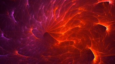 Soyut kırmızı fraktal ışık arkaplanı 3 boyutlu oluşturuluyor