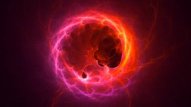 Soyut kırmızı fraktal ışık arkaplanı 3 boyutlu oluşturuluyor