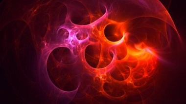 Soyut kırmızı fraktal ışık arkaplanı 3 boyutlu oluşturuluyor