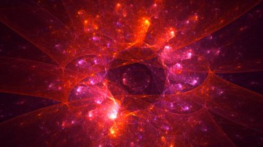 Soyut kırmızı fraktal ışık arkaplanı 3 boyutlu oluşturuluyor