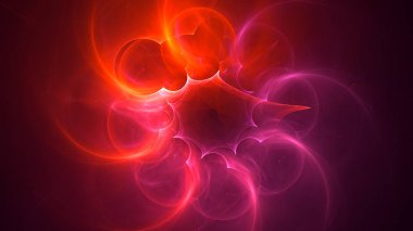 Soyut kırmızı fraktal ışık arkaplanı 3 boyutlu oluşturuluyor