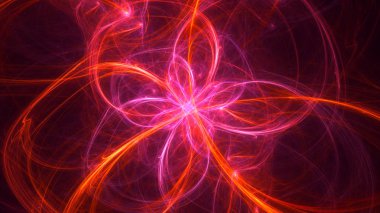 Soyut kırmızı fraktal ışık arkaplanı 3 boyutlu oluşturuluyor