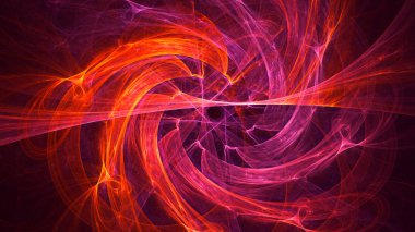 Soyut kırmızı fraktal ışık arkaplanı 3 boyutlu oluşturuluyor