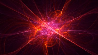 Soyut kırmızı fraktal ışık arkaplanı 3 boyutlu oluşturuluyor