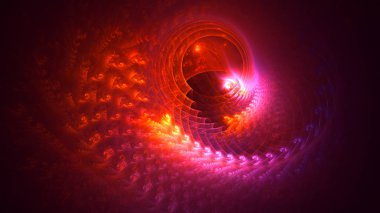 Soyut kırmızı fraktal ışık arkaplanı 3 boyutlu oluşturuluyor