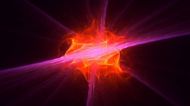 Soyut kırmızı fraktal ışık arkaplanı 3 boyutlu oluşturuluyor