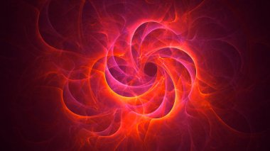 Soyut kırmızı fraktal ışık arkaplanı 3 boyutlu oluşturuluyor