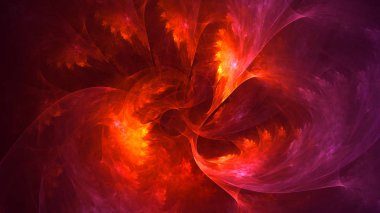 Soyut kırmızı fraktal ışık arkaplanı 3 boyutlu oluşturuluyor