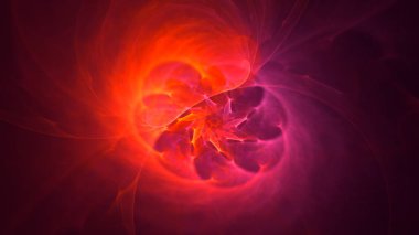 Soyut kırmızı fraktal ışık arkaplanı 3 boyutlu oluşturuluyor