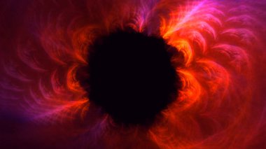 Soyut kırmızı fraktal ışık arkaplanı 3 boyutlu oluşturuluyor