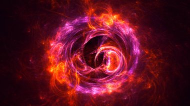 Soyut kırmızı fraktal ışık arkaplanı 3 boyutlu oluşturuluyor