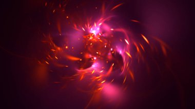 Soyut kırmızı fraktal ışık arkaplanı 3 boyutlu oluşturuluyor