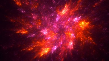 Soyut kırmızı fraktal ışık arkaplanı 3 boyutlu oluşturuluyor