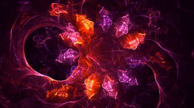 Soyut kırmızı fraktal ışık arkaplanı 3 boyutlu oluşturuluyor