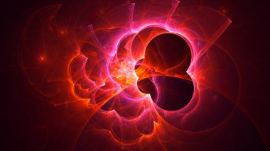 Soyut kırmızı fraktal ışık arkaplanı 3 boyutlu oluşturuluyor