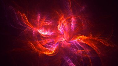 Soyut kırmızı fraktal ışık arkaplanı 3 boyutlu oluşturuluyor