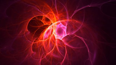 Soyut kırmızı fraktal ışık arkaplanı 3 boyutlu oluşturuluyor